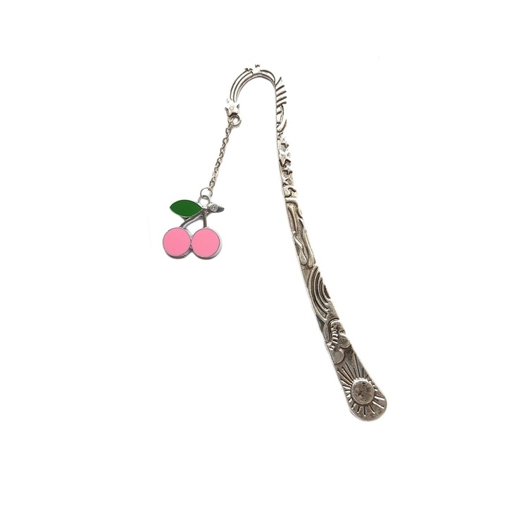 Semn de carte AA cu lantisor si ciresele roz