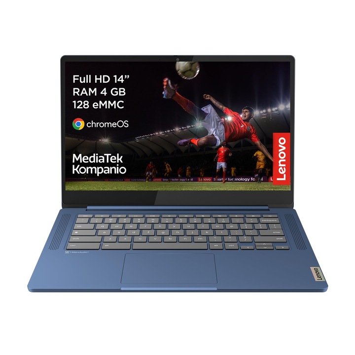 Лаптоп Lenovo IP Slim 3 Chrome 14M868, 14″ FHD, MediaTek Kompanio 520 8-core, 4GB DDR4, 128 GB eMMC, 1.30 kg Abyss Blue