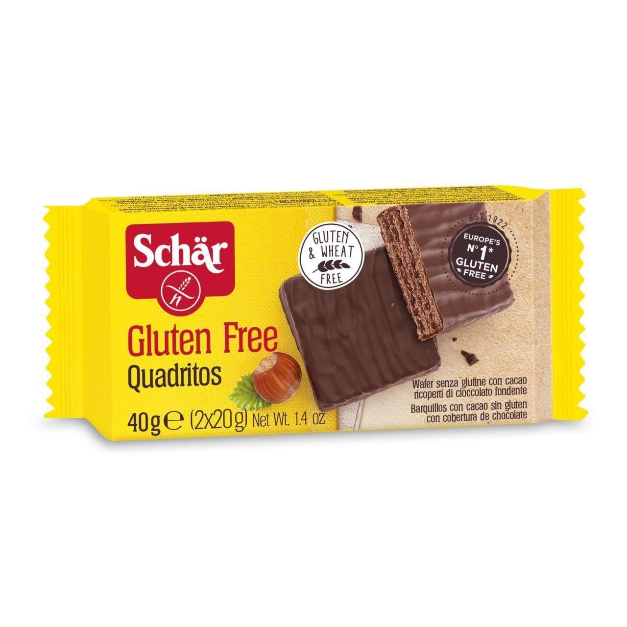 Napolitane fara gluten invelite in ciocolata Quadritos 40 g Schar