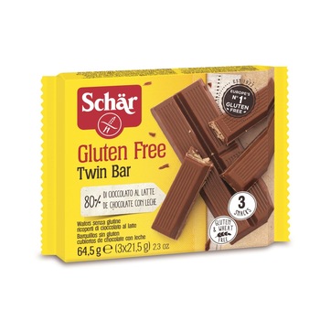 Napolitane fara gluten invelite in ciocolata Twin Bar 64.5 g Schar Napolitane fara gluten invelite in ciocolata Twin Bar 64.5 g Schar