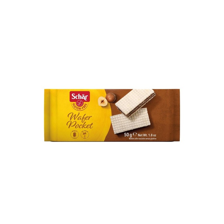Napolitane cu crema de alune fara gluten Wafer Pocket 50 g Schar