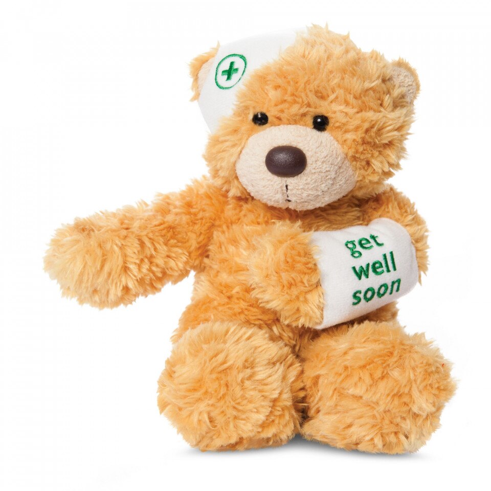 Ursulet crem Bonnie cu mesaj, 23 cm