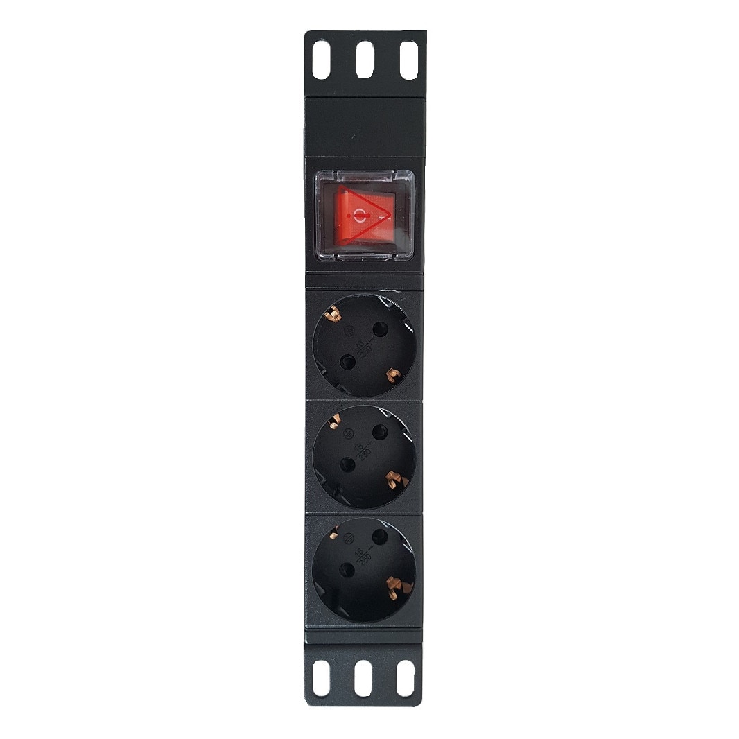 PDU-aluminiu BG05-G3K1 3 prize Schuko 1U, pentru rack 10