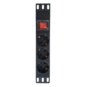 PDU-aluminiu BG05-G3K1 3 prize Schuko 1U, pentru rack 10 PDU-aluminiu BG05-G3K1 3 prize Schuko 1U, pentru rack 10
