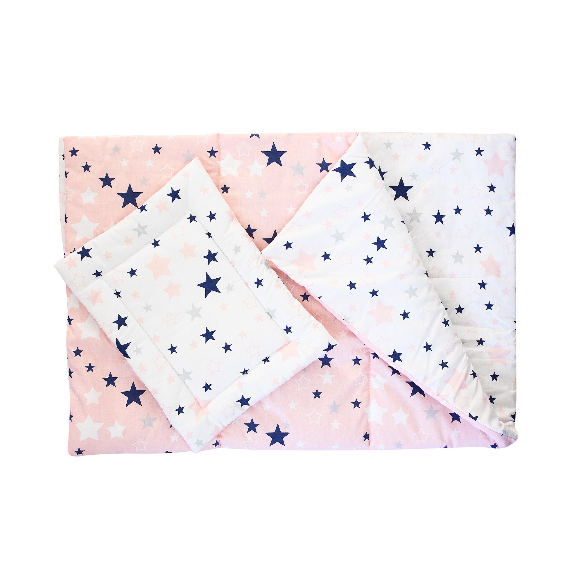 Lenjerie patut, 2 piese, stelutele roz, 120 x 60 cm