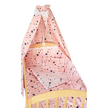 Lenjerie cu baldachin, 2 fete, stelutele roz 2, 120 x 60 cm Lenjerie cu baldachin, 2 fete, stelutele roz 2, 120 x 60 cm