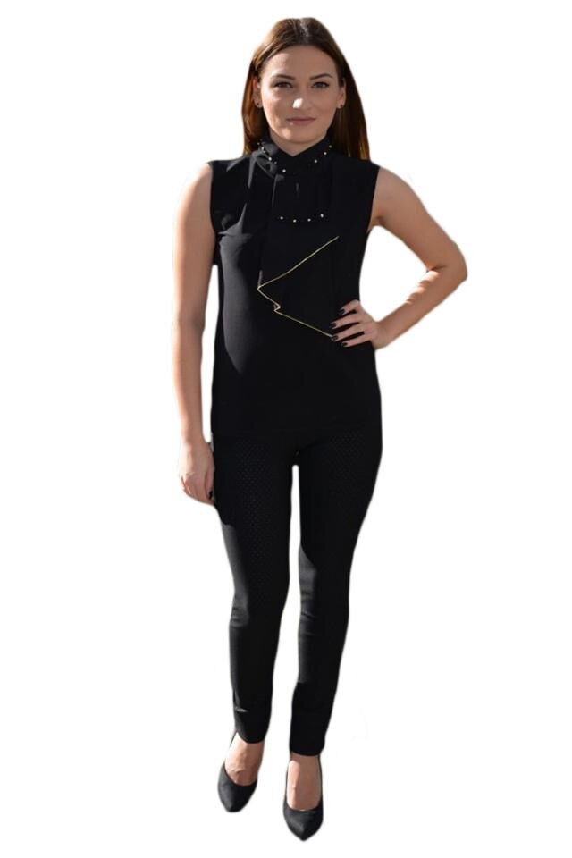 Bluza deosebita de vara cu volan mare, D&J Exclusive, Negru