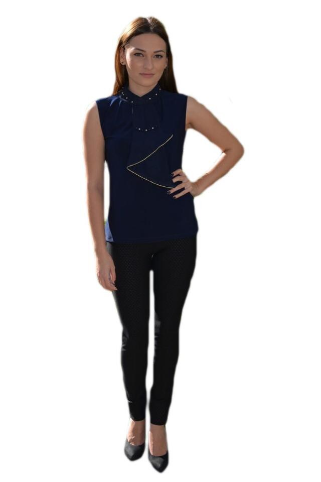 Bluza deosebita de vara cu volan mare, D&J Exclusive, Albastru marin