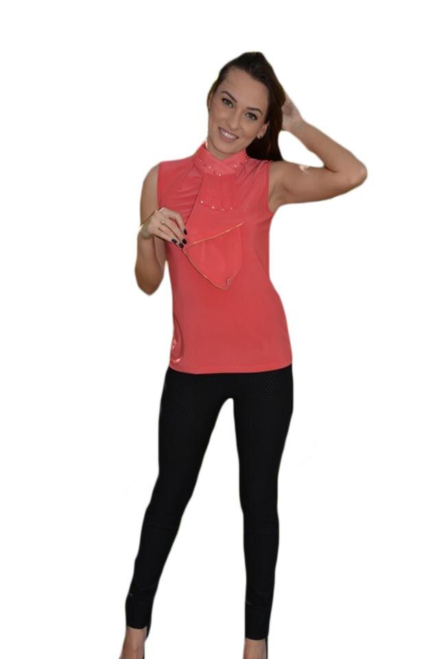 Bluza deosebita de vara cu volan mare, D&J Exclusive, Corai