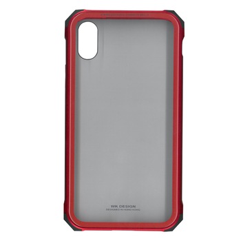 Husa de protectie hibrida tip Bumper, din sticla securizata si rama metalica, WK Design, pentru iPhone X, rosu Husa de protectie hibrida tip Bumper, din sticla securizata si rama metalica, WK Design, pentru iPhone X, rosu