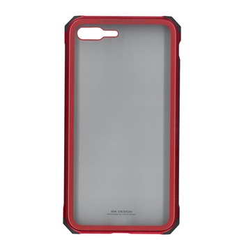 Husa de protectie hibrida tip Bumper, din sticla securizata si rama metalica, WK Design, pentru iPhone 8 Plus, rosu Husa de protectie hibrida tip Bumper, din sticla securizata si rama metalica, WK Design, pentru iPhone 8 Plus, rosu