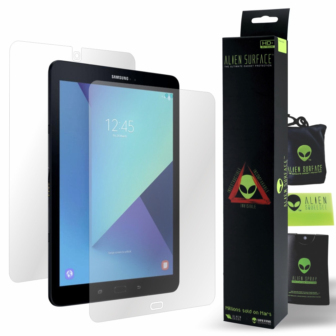 Folie Alien Surface HD, Samsung Galaxy Tab S3 9.7 inch SM-T820, protectie ecran, spate + Alien Fiber cadou