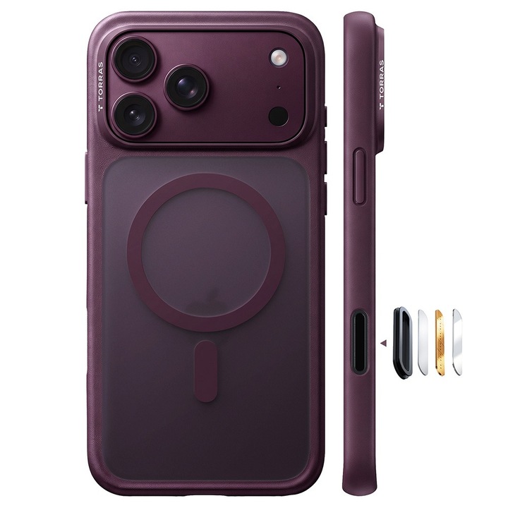 Husa pentru iPhone 18 Pro Max / iPhone 17 Pro Max Torras Guardian Magnetic Series, Incarcare wireless, Protectie ridicata, Calitate premium, Mov