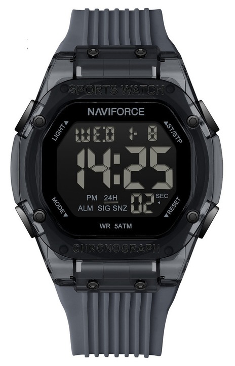NAVIFORCE мъжки часовник, кварцов механизъм, пластмасов корпус, водоустойчив, черен