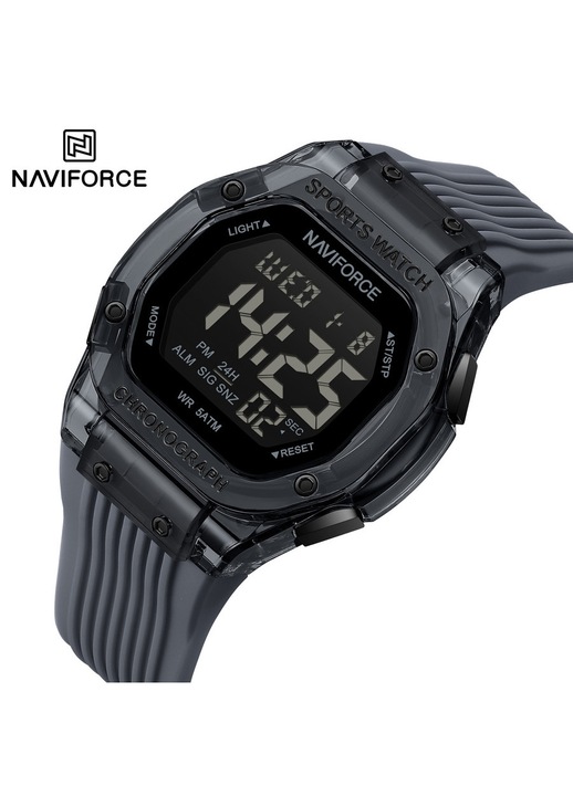 NAVIFORCE мъжки часовник, кварцов механизъм, пластмасов корпус, водоустойчив, черен