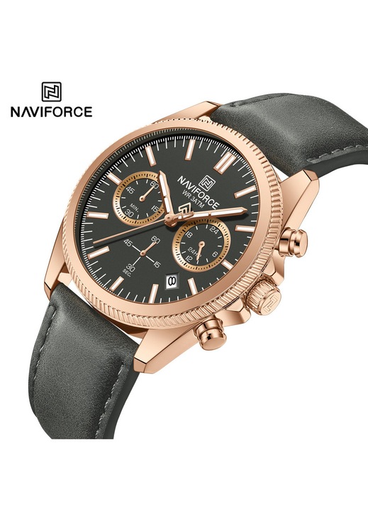 NAVIFORCE PALERMO Кварцов мъжки ръчен часовник, 30м водоустойчив, метален корпус, елегантен дизайн