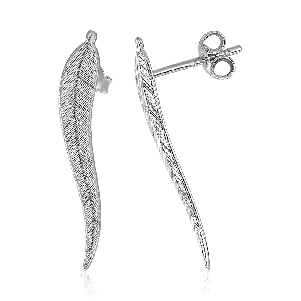 Cercei Argint 925 placat cu rodiu Leaf Surub