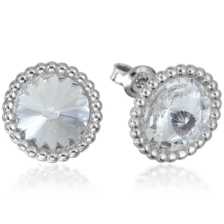 Fülbevaló ezüst 925 ródium bevonattal, Swarovski® kristályokkal Rivoli Crown 8mm Crystal Clear Screw