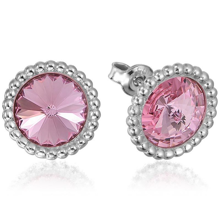 Fülbevaló ezüst 925 ródium bevonattal, Swarovski® kristályokkal Rivoli Crown 8mm Light Rose Screw