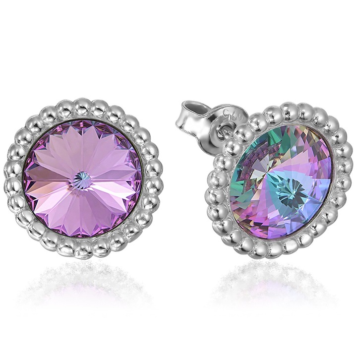 Fülbevaló ezüst 925 ródium bevonattal, Swarovski® kristályokkal Rivoli Crown 8mm Vitrail Light Screw