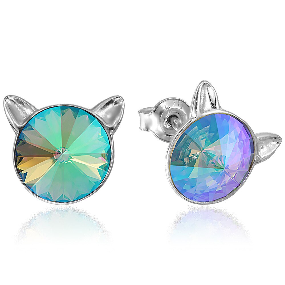 Cercei Argint 925 placat cu rodiu cu cristale Swarovski® Rivoli Cat 8mm Paradise Shine Surub