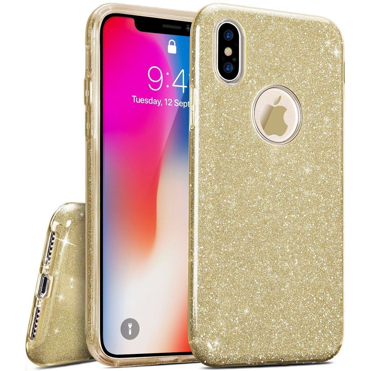 Husa iPhone X XS Tpu Glliter Gold