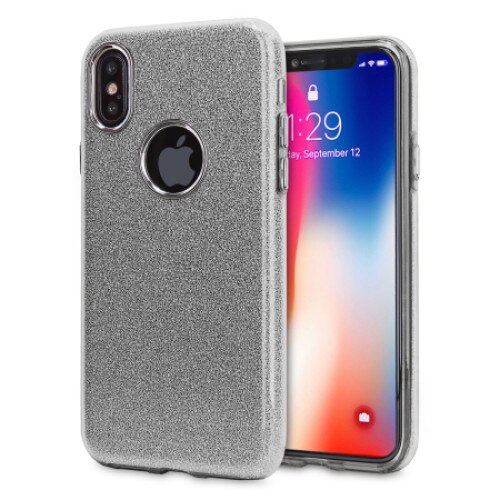 Husa iPhone X XS Tpu Glliter Silver