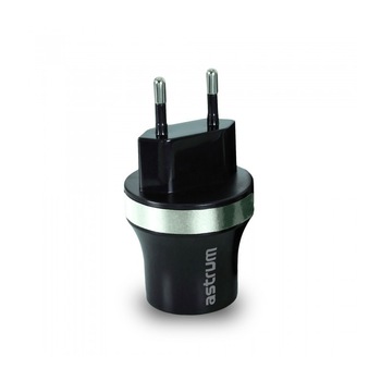 Incarcator Retea Astrum CH220 2xUSB, 2.1A Negru/Argintiu Incarcator Retea Astrum CH220 2xUSB, 2.1A Negru/Argintiu