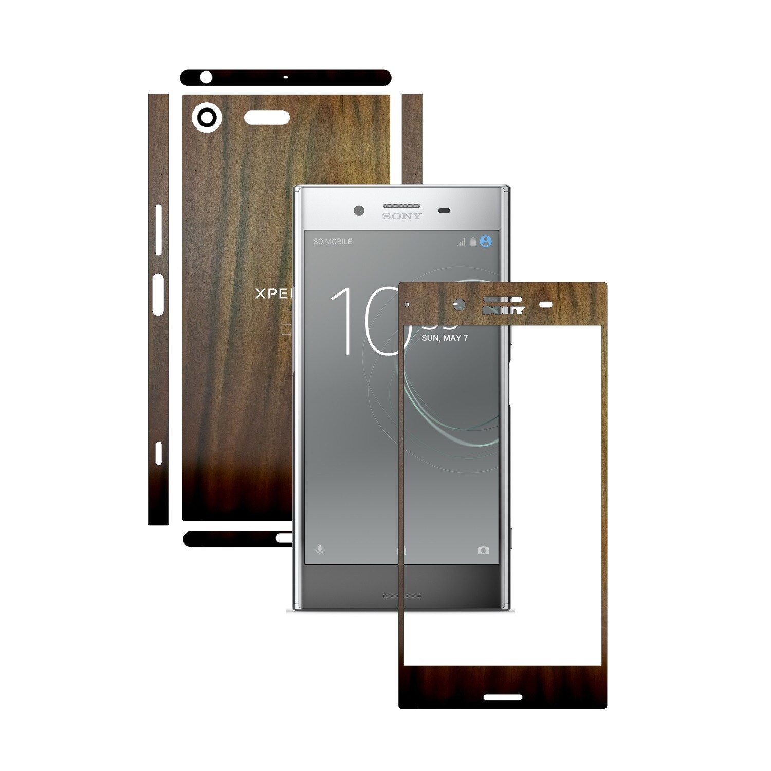 Folie de protectie Carbon Skinz, Husa de tip Skin Adeziv pentru Carcasa, Lemn Nuc Inchis dedicata Sony Xperia XZ Premium