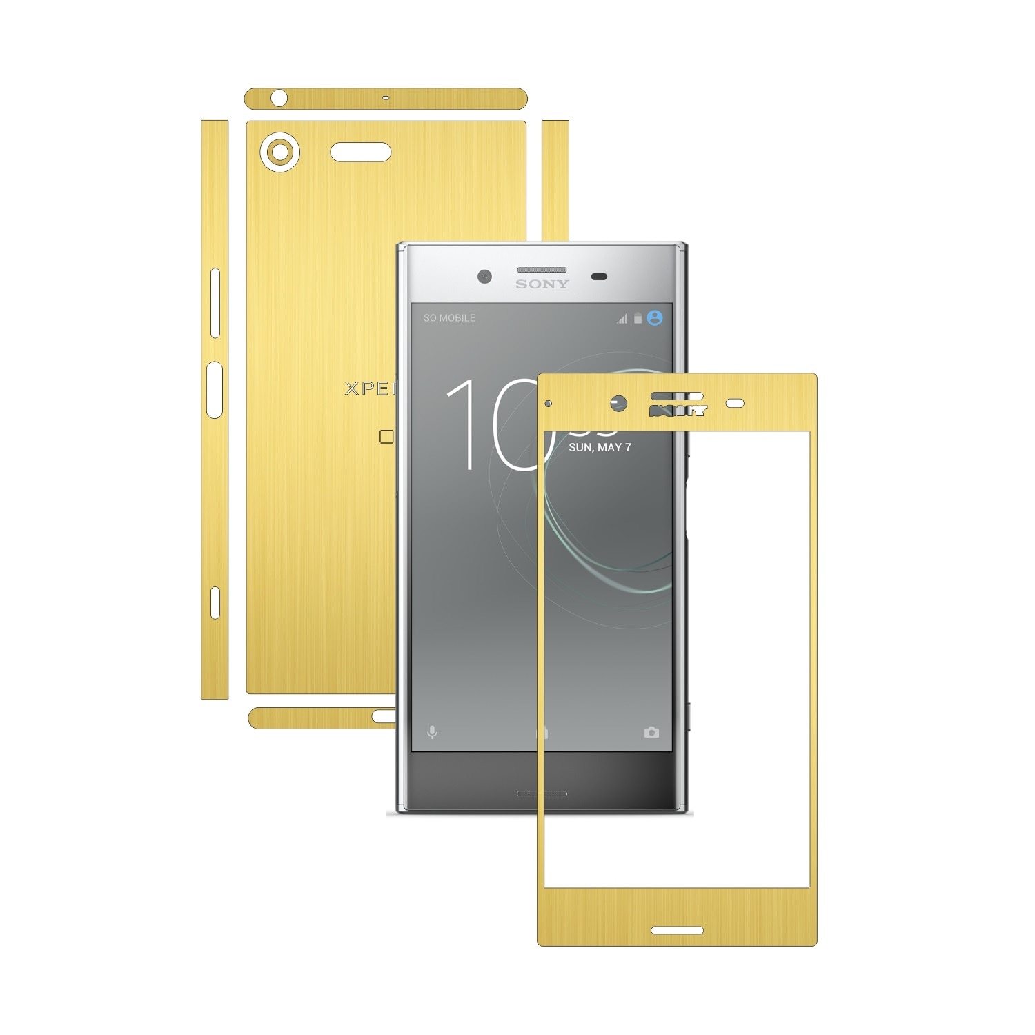 Folie de protectie Carbon Skinz, Husa de tip Skin Adeziv pentru Carcasa, Brushed Auriu dedicata Sony Xperia XZ Premium