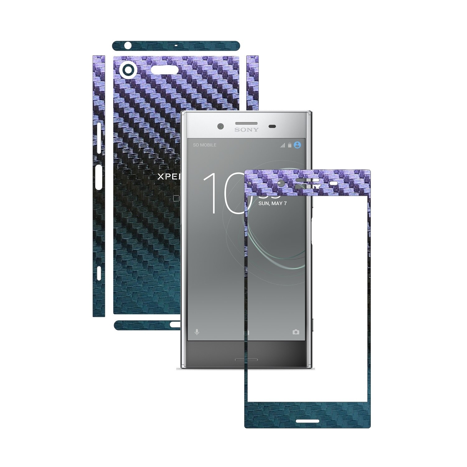 Folie de protectie Carbon Skinz, Husa de tip Skin Adeziv pentru Carcasa, Carbon Cameleon dedicata Sony Xperia XZ Premium