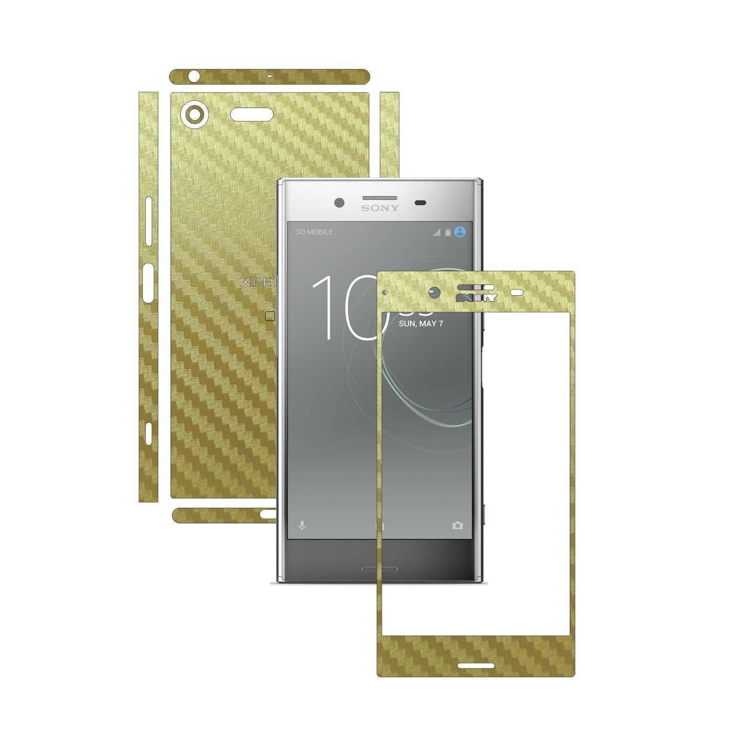 Folie de protectie Carbon Skinz, Husa de tip Skin Adeziv pentru Carcasa, Carbon Auriu dedicata Sony Xperia XZ Premium