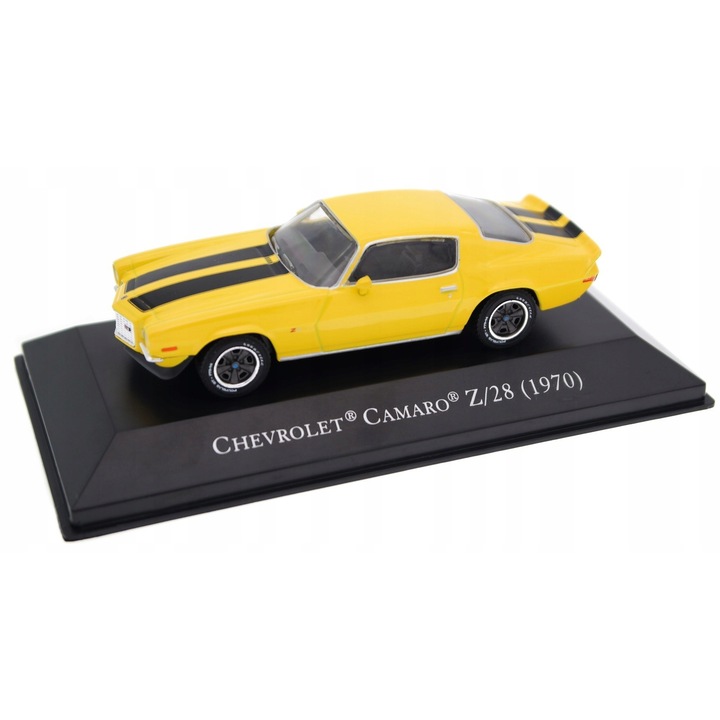 Количка играчка, Chevrolet Camaro Z/28, 1970, жълто/черно, 1:43, метален модел