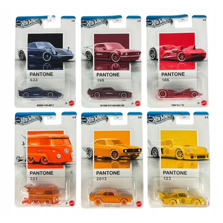 Комплект от 6 колички Hot Wheels Silver Series 1:64, многоцветни, 8x3см