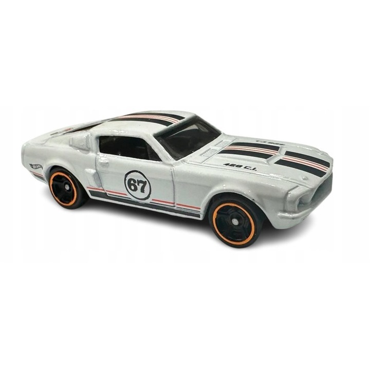Количка Hot Wheels '67 Shelby GT500 Mustang 1:64, бяла с оранжево