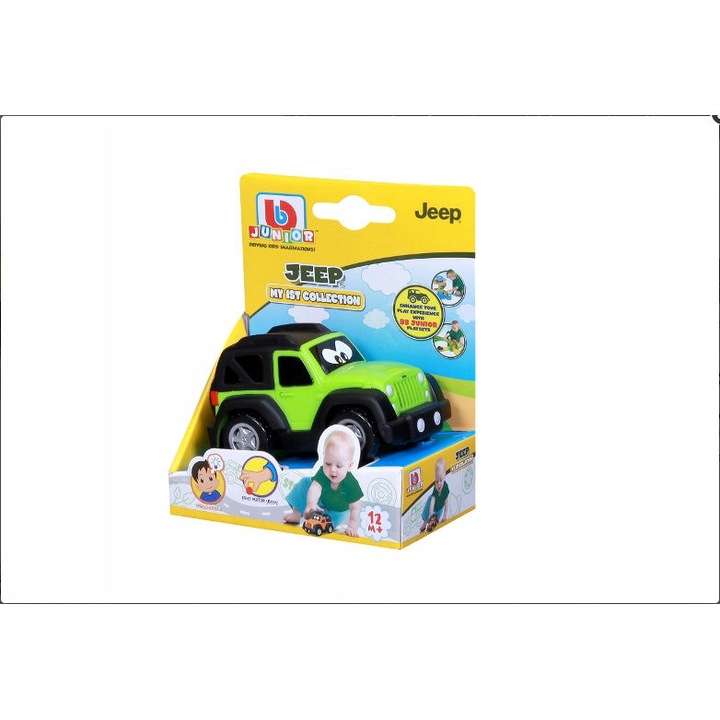 Количка Bburago Junior Jeep Wrangler 9см, комплект, многоцветна, 12+ месеца