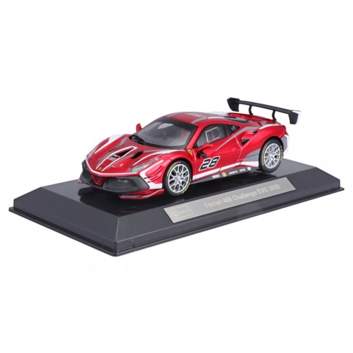 Метална количка Bburago Ferrari 488 Challenge Evo, 1:43, червена, напълно сглобена
