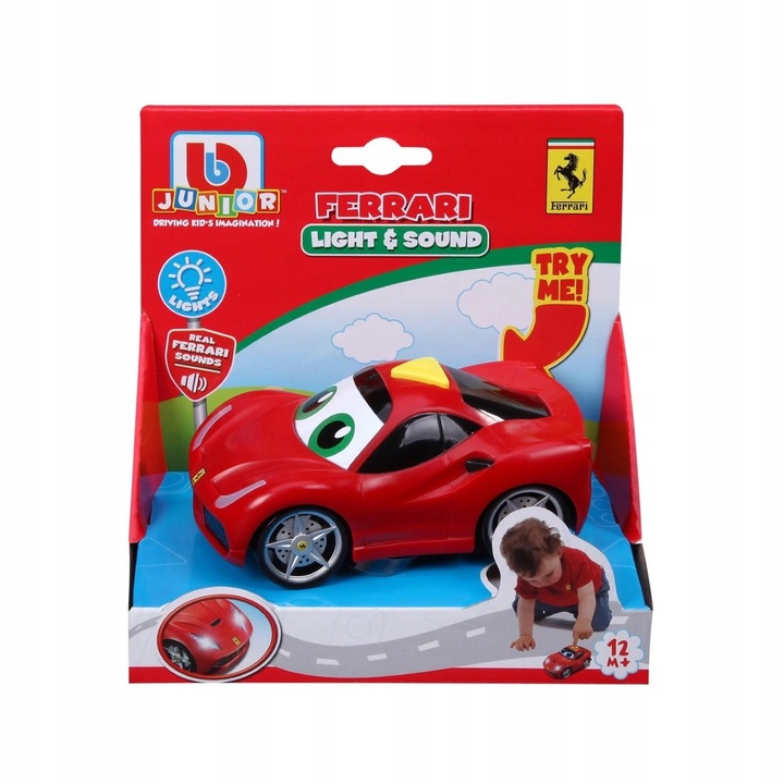 Количка Bburago Ferrari 488 GTB със светлини и звуци, 13x7.5x6см, за деца над 12 месеца