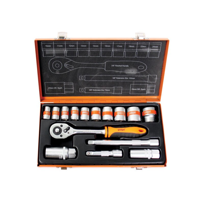 Set 15 tubulare 3/8” 10-24mm CR-V, Gadget 330567
