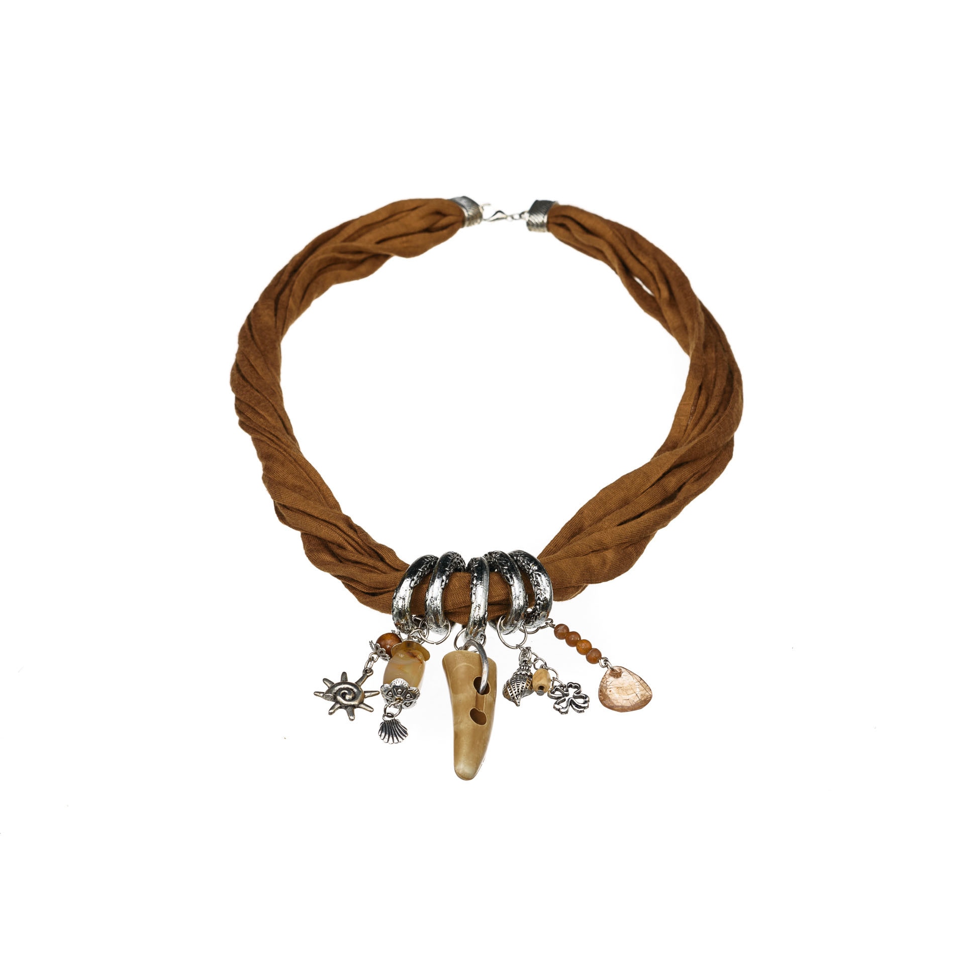 Colier Statement Tabac 61 cm Textil Handmade