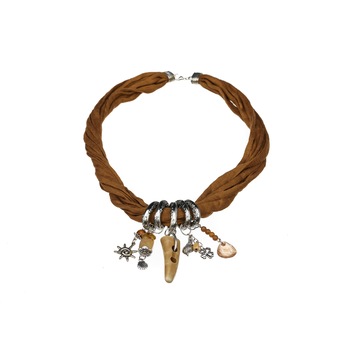 Colier Statement Tabac 61 cm Textil Handmade Colier Statement Tabac 61 cm Textil Handmade