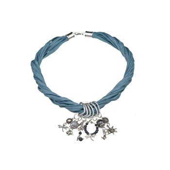 Colier Statement Gri Plumb 58 cm Textil Handmade Colier Statement Gri Plumb 58 cm Textil Handmade