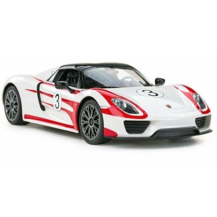 Радиоуправляема кола Rastar Porsche 918 Spyder (742465), мащаб 1:14, бял/червен
