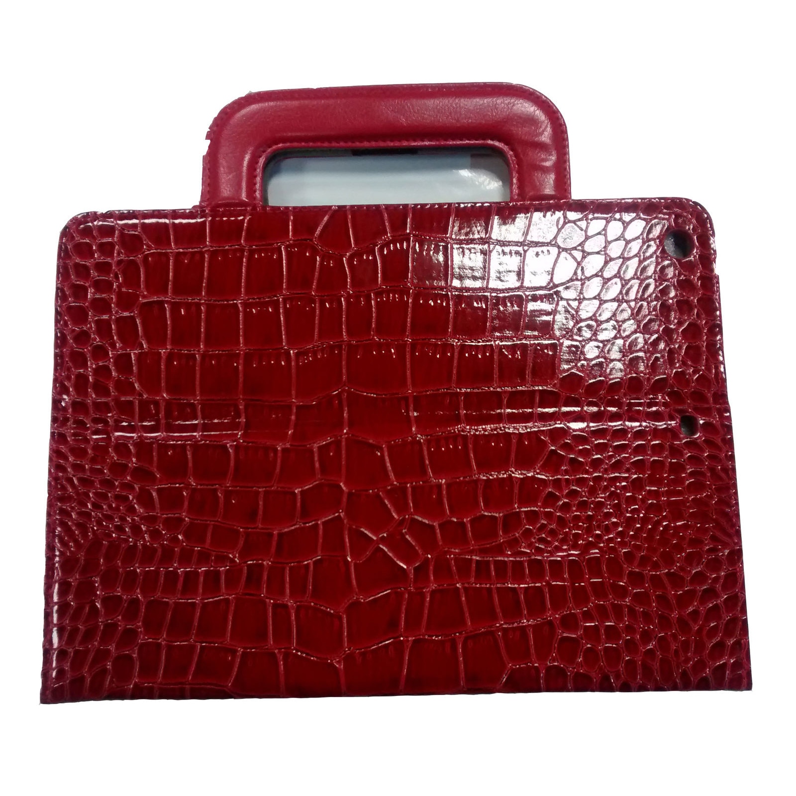 Husa pentru tableta Ipad rosu cu maner, imitatie piele Crocodil, 24 x 17 cm, VIVO