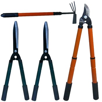 Pachet - 2 x Foarfeca pentru gard viu, Telescopica, 57cm x 74cm + Foarfeca telescopica pentru crengi + Sapaliga telescopica, portocalie, 63cm x 93cm Pachet - 2 x Foarfeca pentru gard viu, Telescopica, 57cm x 74cm + Foarfeca telescopica pentru crengi + Sapaliga telescopica, portocalie, 63cm x 93cm