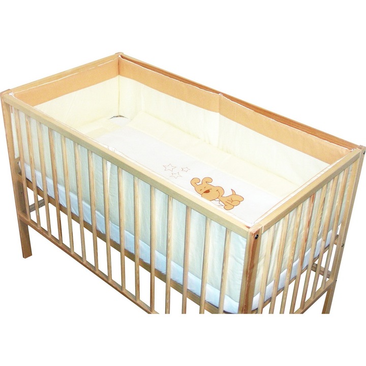 Lenjerie patut bebe cu 5 piese brodata catelusi