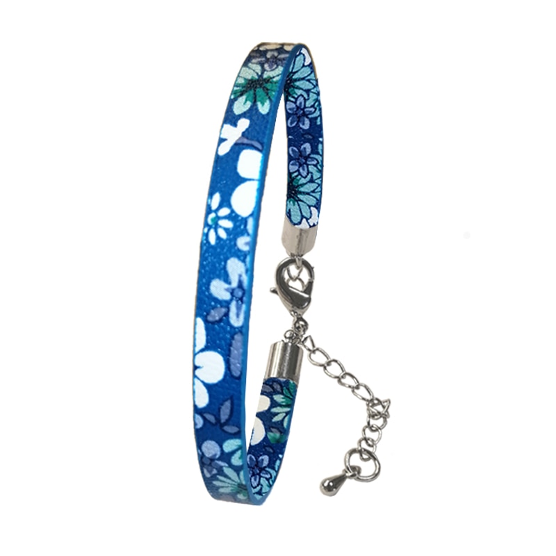 Bratara handmade dimensiune reglabila Floral albastru