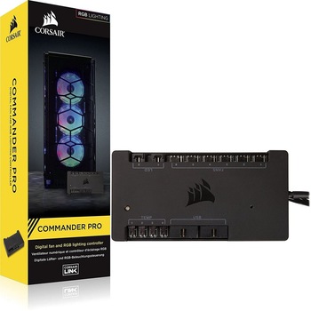 Controller Corsair Commander PRO, suport pentru 6 ventilatoare, 4 senzori de temperatura, 2 conectori USB 2.0, 2 conectori iluminare LED RGB Controller Corsair Commander PRO, suport pentru 6 ventilatoare, 4 senzori de temperatura, 2 conectori USB 2.0, 2 conectori iluminare LED RGB