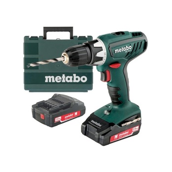 Masina de gaurit si insurubat Metabo BS 18 LI cu 2 acumulatori 2 Ah , 18 V si 2 viteze Masina de gaurit si insurubat Metabo BS 18 LI cu 2 acumulatori 2 Ah , 18 V si 2 viteze