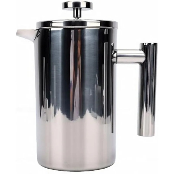 Cafetiera French press K0544-260918-1074-AMC, inox 304 dublu perete, 600 ml, argintiu
